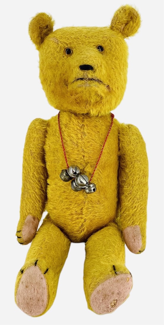 German Mohair "Peter" Bear.: German Mohair "Peter" Bear.17" gold mohair "stick style" bear with applied ears, glass eyes, disk jointed head, arms and legs, felt paw pads. Peter has a bellows that, when pr