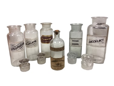 Medicine Bottles Range from 7" to 9" tall.