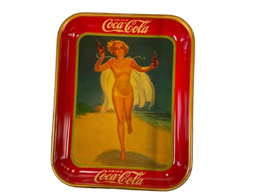 Coca Cola 1937 Girl Advertising Serving Tin Tray