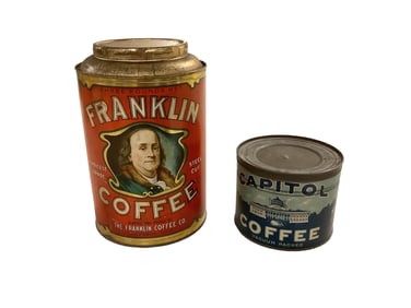 (2) Metal Coffee Tins