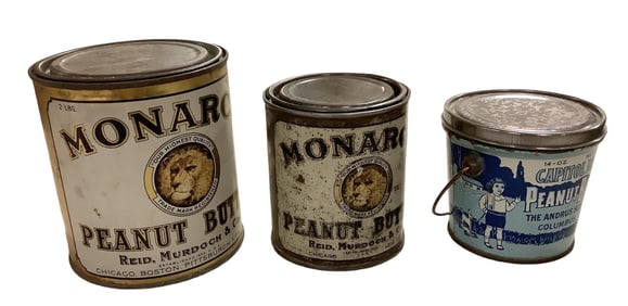 (3) Metal Peanut Butter Tins