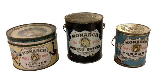 (3) Metal Monarch Tins