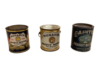 (3) Peanut Butter Metal Tins