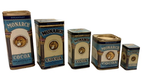 (5) Metal Cocoa Tins