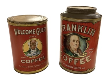 (2) Metal Coffee Tins