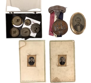 Police Buttons, Tin Pictures, Honorable Discharge Ribbon