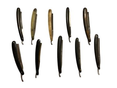 (10) Antique Straight Razors, Some with Celluloid Handles