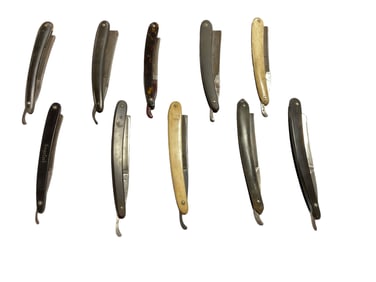 (10) Antique Straight Razors ,Some with Celluloid Handles