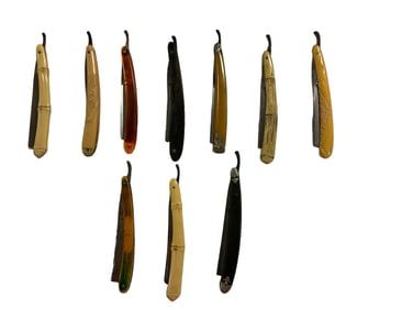 (10) Antique Straight Razors, Some with Celluloid Handles