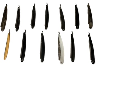 (13) Antique Straight Razors, Some with Celluloid Handles