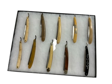 (10) Antique Straight Razors, Some with Celluloid Handles