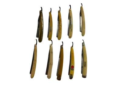 (10) Antique Straight Razors, Some with Celluloid Handles