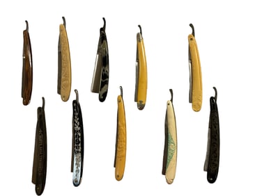 (10) Antique Straight Razors, Some with Celluloid Handles