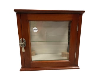 Wood Table Top Display Case with (2) Glass Shelves