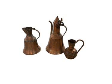 (3) Copper Pitchers