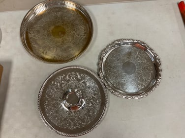(3) Silver Plated Trays
