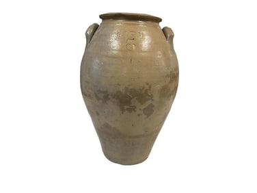 (2) Applied Lug Handle Stoneware Jar  Signed Rich, New Castle Ohio, Circa 1840