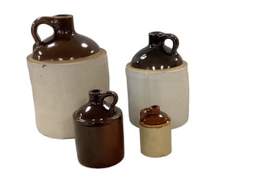 (4) Stoneware Jugs Approximately 4" to 11"