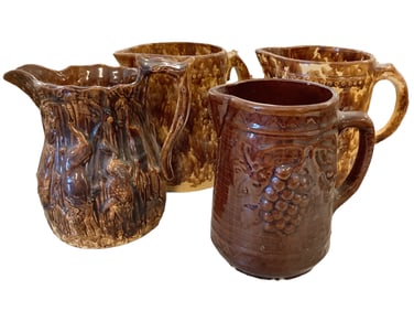 Pottery Pitchers (4) Approximately 8"