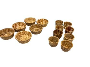 Brown and Yellow Spongeware Pottery
