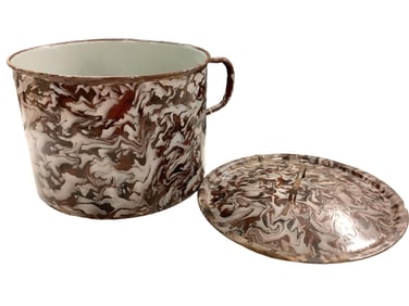 Painted Metal Stew Pot Approximately 8.5" x 12"