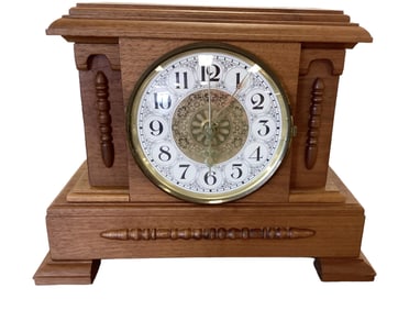 Wooden Mantel Clock with Walnut Stain