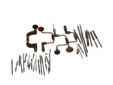 (4) Ratcheting Hand Drill, Wood Augers and Drill Bits