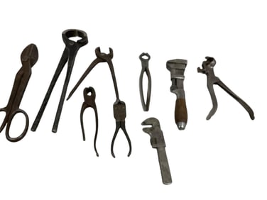 (9) Blacksmith Tools, Tang, Wire Cutter and Metal Cutter