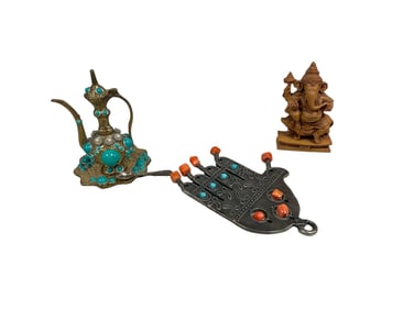 Wall Hamsa, Lord Gansesh Idol, Turkish Coffee Ewer