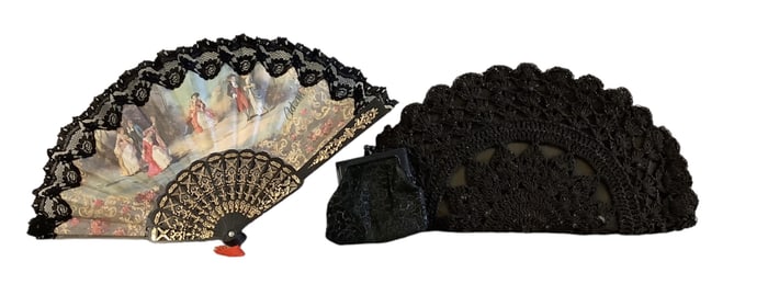 (3) Piece Fan and Purse Lot