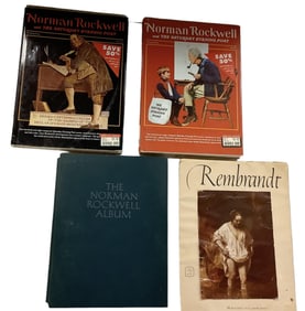 (3) Norman Rockwell Books and (1) Rembrandt Book with 16 Color Prints