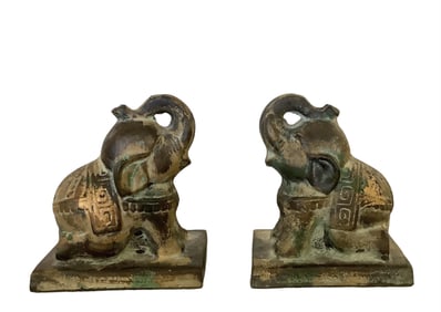 Cast Iron Elephant Bookends