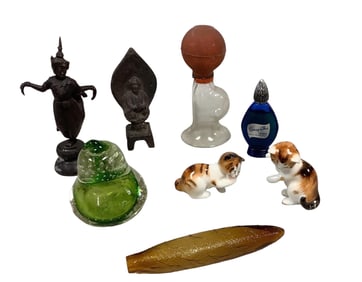 Lot of (8) Vintage Glass and Metal Uniquities