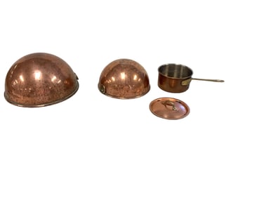 (2) Copper Bowls and Sauce Pan with Lid