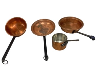 Copper Kitchen Ladles with Black Metal Handles
