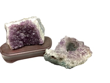 Natural Amethyst Crystal Accent Piece and Candleholder