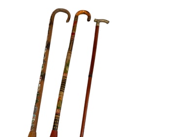 (3) Wood Walking Stick Canes