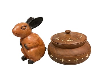 (2) Wooden Carved Items