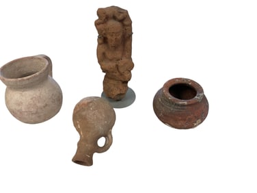 (3) Pre-Columbia Pottery, (1) Figure