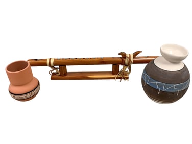 American Indian Musical Instrument and Pottery