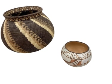 Hand Woven Large Basket and Bowl by Rose Gasier Zuni, Mexico