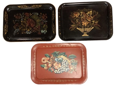 Tole Decorated Tinware Trays