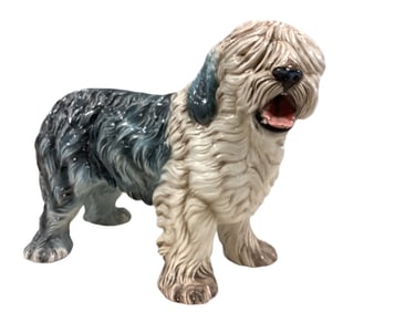 Glazed Ceramic English Sheepdog Figurine, Made in Italy