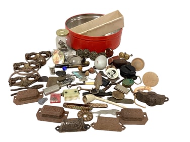Miscellaneous Group of Smalls, Including Vintage Hardware and Watch Fobs