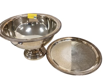 Silver Plated Punch Bowl and Tray