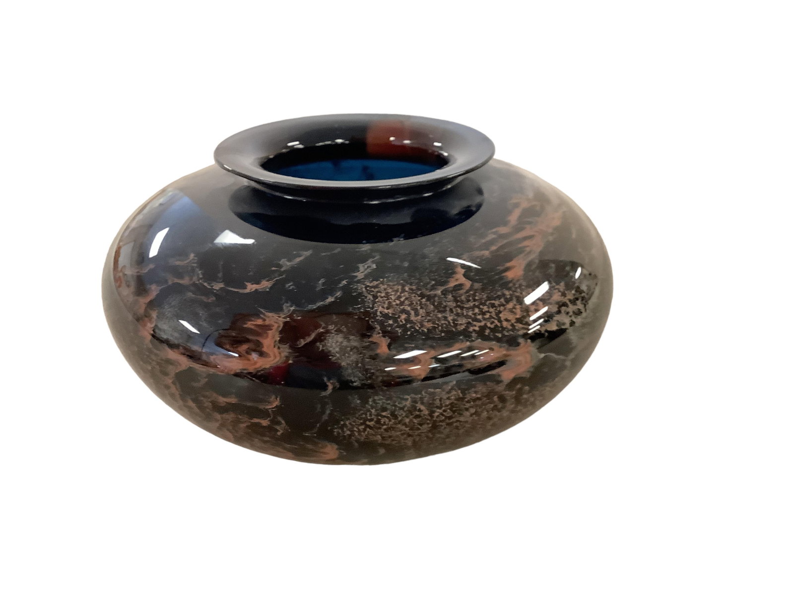 Black and Red Vase: Black and Red VaseMarked as shown in photos, Josh Simpson, 6.5"Dia