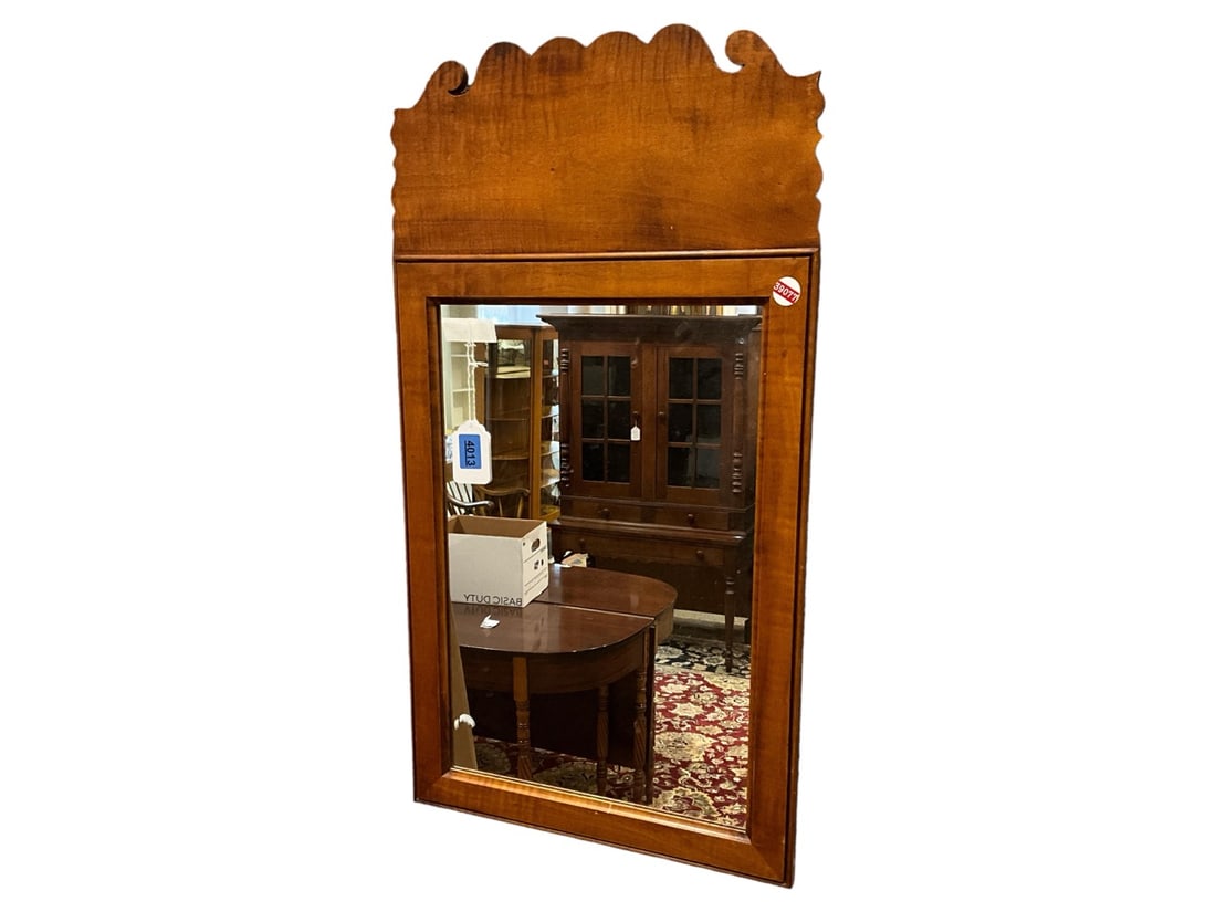 David T. Smith Tiger Maple Mirror 33 x 18 1/4 in. (83.8 x 46.4 cm.): David T. Smith Tiger Maple Mirror33 x 18 1/4 in. (83.8 x 46.4 cm.)