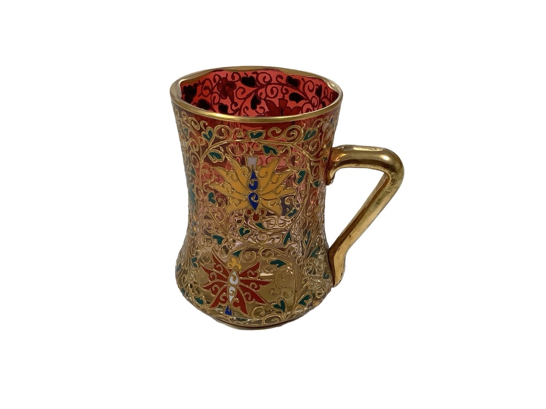 Bohemian Moser Small Gilded & Enameled Mug 3.5" tall (1 of 5)