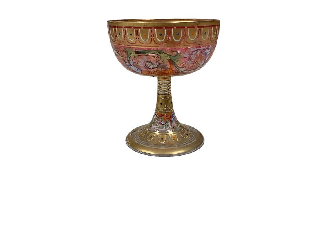 Bohemian Moser Enameled Sherbet Glass 4.25" tall: Bohemian Moser Enameled Sherbet Glass 4.25" tall