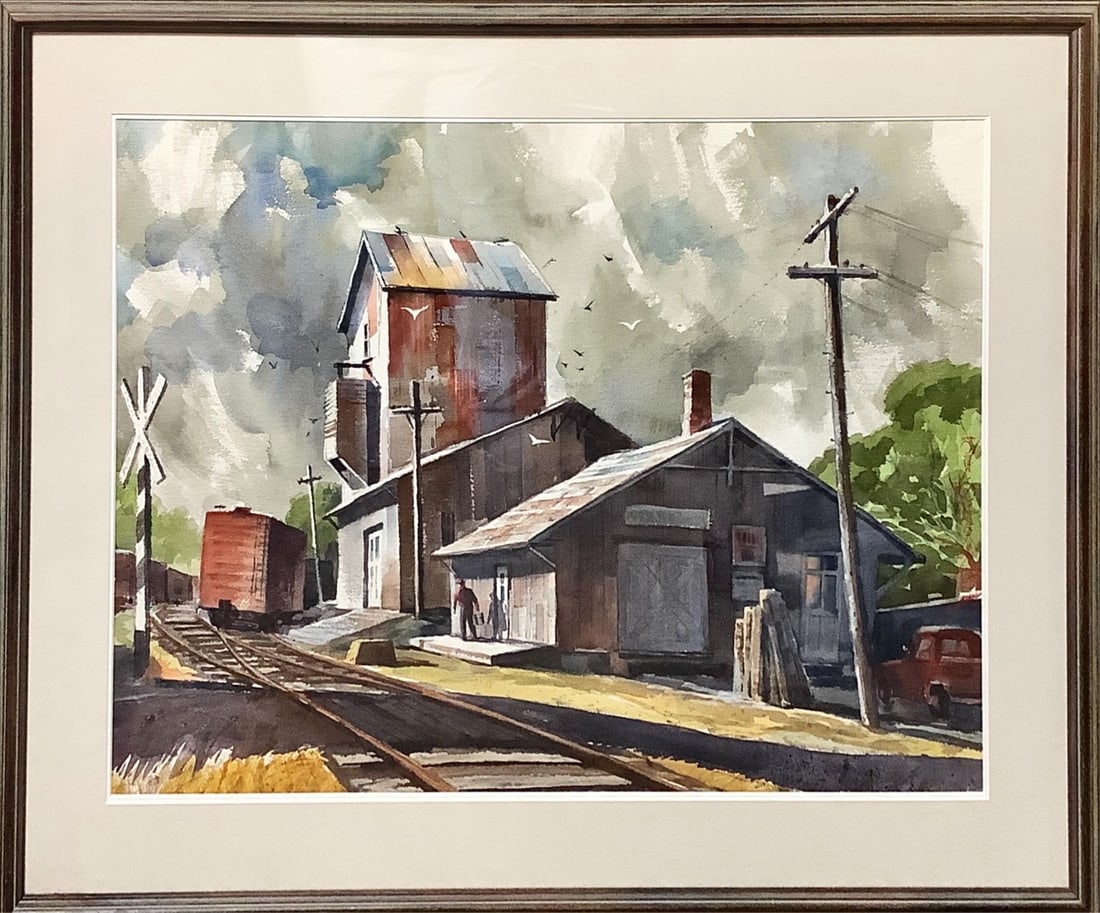 Framed Watercolor "Whistle Stop" (1 of 2)